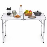  Sklopivi stol za kampiranje s podesivom visinom - 120 x 60 x 55-70 cm - bijeli | shoptok.hr