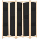 vidaXL Sobna pregrada s 5 panela od tkanine 200 x 170 x 4 cm crna Cijene