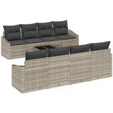 vidaXL 9-delni vrtni kavč set s svetlo sivimi blazinami iz poli ratana, (22091775) | Shoptok.si