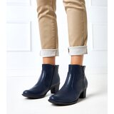 Gemre Navy blue ankle boots on a block heel Seramonina Cene