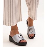 Gemre Silver wedge sandals with a buckle Keirenh | Shoptok.si