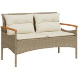  Vrtna klupa s jastucima 116 x 62,5 x 74 cm bež od poliratana | shoptok.hr