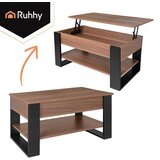 Ruhhy stolić za kavu s podiznom pločom i pretincem za pohranu, hrast i crna, 92 x 51 cm | shoptok.hr