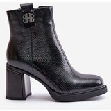 VINCEZA Snake Women's Ankle Boots Heeled Natural Leather Black 66670 | Shoptok.si
