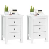 Costway Komplet Nočna mizica Nočna mizica s 3 predali 2 kosa 37 x 46 x 65 cm, (5000065551) | Shoptok.si