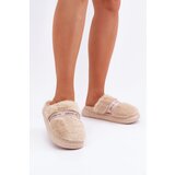  Fur Slippers With Decorative Strap Beige Savalithea | Shoptok.si