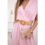 Kesi Włoski Long dress with a decorative belt candy pink | Shoptok.si