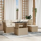  6-dijelni set vrtnih sofa s jastucima bež od poliratana 100 x 55 x 73 cm | shoptok.hr