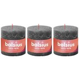 Bolsius rustične debele svijeće Shine 3 kom 100 x 100 mm oblačno sive | shoptok.hr