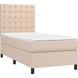  Krevet box spring i madrac LED cappuccino 80x200cm umjetna koža | shoptok.hr
