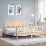 vidaXL Posteljni okvir z vzglavjem trden les | Shoptok.si