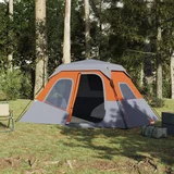 Šator za 6 osoba sivo-narančasti od tkanine vodootporan