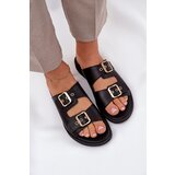 Zazoo Leather Flat Sandals With Buckles 3020 Black | ePonuda.com