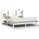 vidaXL Knjižna postelja brez vzmetnice bela 200x200 cm trdna borovina | Shoptok.si