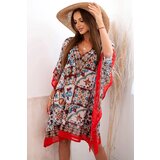 Kesi Włoski Women's beach poncho with oriental pattern turquoise | shoptok.hr