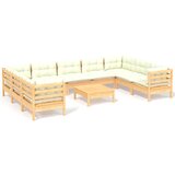 Maison Chic Seti vrtnega pohištva - Vrtna garnitura - Vrtni pohištvo set 10-delna s krem blazinami borovina, (21821669) | Shoptok.si