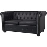 vidaXL Chesterfield kavč dvosed umetno usnje črne barve cene