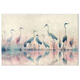  XXL slika - Birds by the lake - herons painted in watercolour in delicate grey and pink colours 170x113 | shoptok.hr
