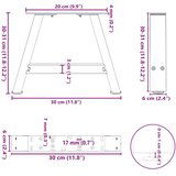 vidaXL Noge kavne mize v obliki črke A 2 kosa bele barve 30x(30-31) cm, (21828672) | Shoptok.si