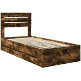  Krevetna konstrukcija s ladicama Dimljeni hrast 100 x 200 cm Smeđa 206 x 102 x 100 cm | Shoptok.si