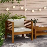 Maison Chic Vrtni Stoli - Stol za vrt s kremno belimi blazinami trden akacijev les JS691, (21878431) | Shoptok.si