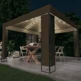 vidaXL paviljon z dvojno streho in led lučkami 3x3x2,7 m taupe | Shoptok.si