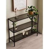 Hanah home trospratna metalna konzola sa staklenim policama 100 × 85 × 30 cm, crni ram, dimljeno staklo Cene