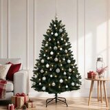  Umjetno božićno drvce tamnozeleno s kuglicom 150 cm - Tamnozelena Ø 80 x 150 cm s 150 LED dioda i srebrnim kuglicama | shoptok.hr