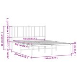 Metalni okvir za krevet s uzglavljem bijeli 140 x 200 cm | shoptok.hr