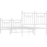 Metalni okvir kreveta uzglavlje i podnožje bijeli 135 x 190 cm | shoptok.hr