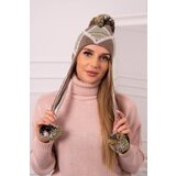 Kesi Women's cap with long ears Eunika K322 cappuccino+beige Cene
