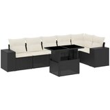 Maison Chic Seti vrtnega pohištva - Vrtna garnitura - Vrtni pohištvo set 7-delna z blazinami črn poli ratan, (21801795) | Shoptok.si
