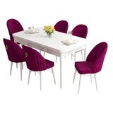Hanah home roz - white, damson whitedamson extendable dining table & chairs set (7 pieces) | Eponuda.com