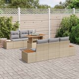  Vrtna sedežna garnitura Set 7 Bež, Siva, Rjava Ratan, Steklo, Pena, (22065142) | Shoptok.si