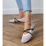 Gemre White mesh ballerinas with decorative buckle Zerid | Shoptok.si