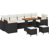 vidaXL Set Vrtnih Sofa od 10 Deo s Jastučićima Crna Poli Ratan Akacija | shoptok.hr