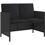  6-dijelni vrtni blagovaonski set od poliratana s jastucima crni | shoptok.hr