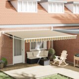 vidaXL Manualna uvlačiva tenda zelena i žuta 450x300 cm, Zamjena platna za tendu 4.5x3 m okvir zelena i žuta | shoptok.hr