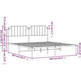 Metalni okvir za krevet s uzglavljem bijeli 160x200 cm | shoptok.hr