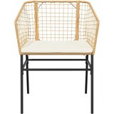  Vrtna garnitura - 6-dijelni vrtni blagovaonski set s jastucima poliratan i staklo Smeđa i krem ​​bijela 200 x 100 x 74 cm 6 | shoptok.hr