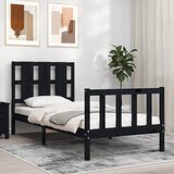 Maison Chic Posteljni okvir - Enojna postelja - Postelja za odrasle z vzglavjem črn 100x200 cm trden les-J9395, (21769800) | Shoptok.si
