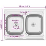  Kuhinjski sudoper s dva korita srebrni 800x600x155 mm čelični | shoptok.hr