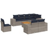 vidaXL Vrtni set od 9 dijelova s jastucima sivi poliratan - Siva corner + 3x middle + table + 4x sofa 1 | shoptok.hr