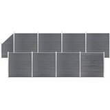 vidaXL WPC ograjni paneli 8 kvadratnih + 1 poševni 1484x186 cm sivi Cene