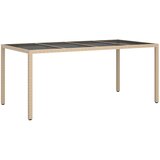 vidaXL Vrtni jedilni stol Bež 190x90x75 cm Poli Ratan | shoptok.hr
