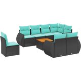vidaXL Vrtni set od 9 dijelova s jastucima crni poliratan - Crna corner + 3x middle + table + 4x sofa 1 | shoptok.hr
