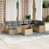 vidaXL 9-dijelni set vrtnih sofa s jastucima bež od poliratana | shoptok.hr