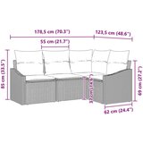  set vrtnarskih kavčev set 4 siva, naravna ratan, poliester blazine, (22065035) | Shoptok.si