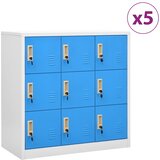  Ormarići s ključem 5 kom svjetlosivi/plavi 90x45x92,5 cm čelik | shoptok.hr