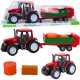Traktor za igru sa prikolicom i balama 62 cm - crveno/zelena Cene